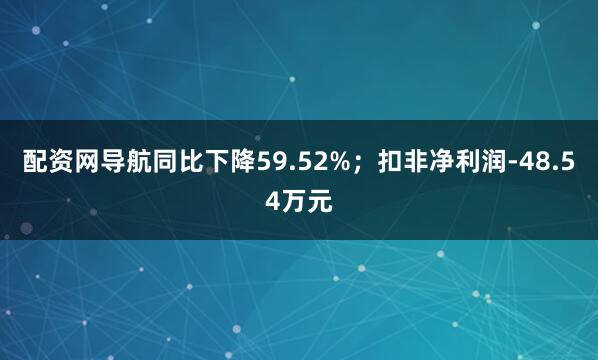 配资网导航同比下降59.52%；扣非净利润-48.54万元