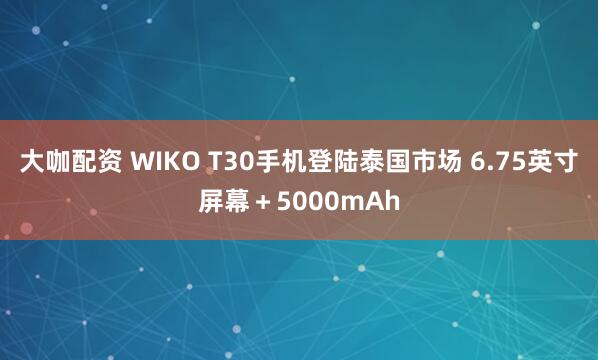 大咖配资 WIKO T30手机登陆泰国市场 6.75英寸屏幕＋5000mAh